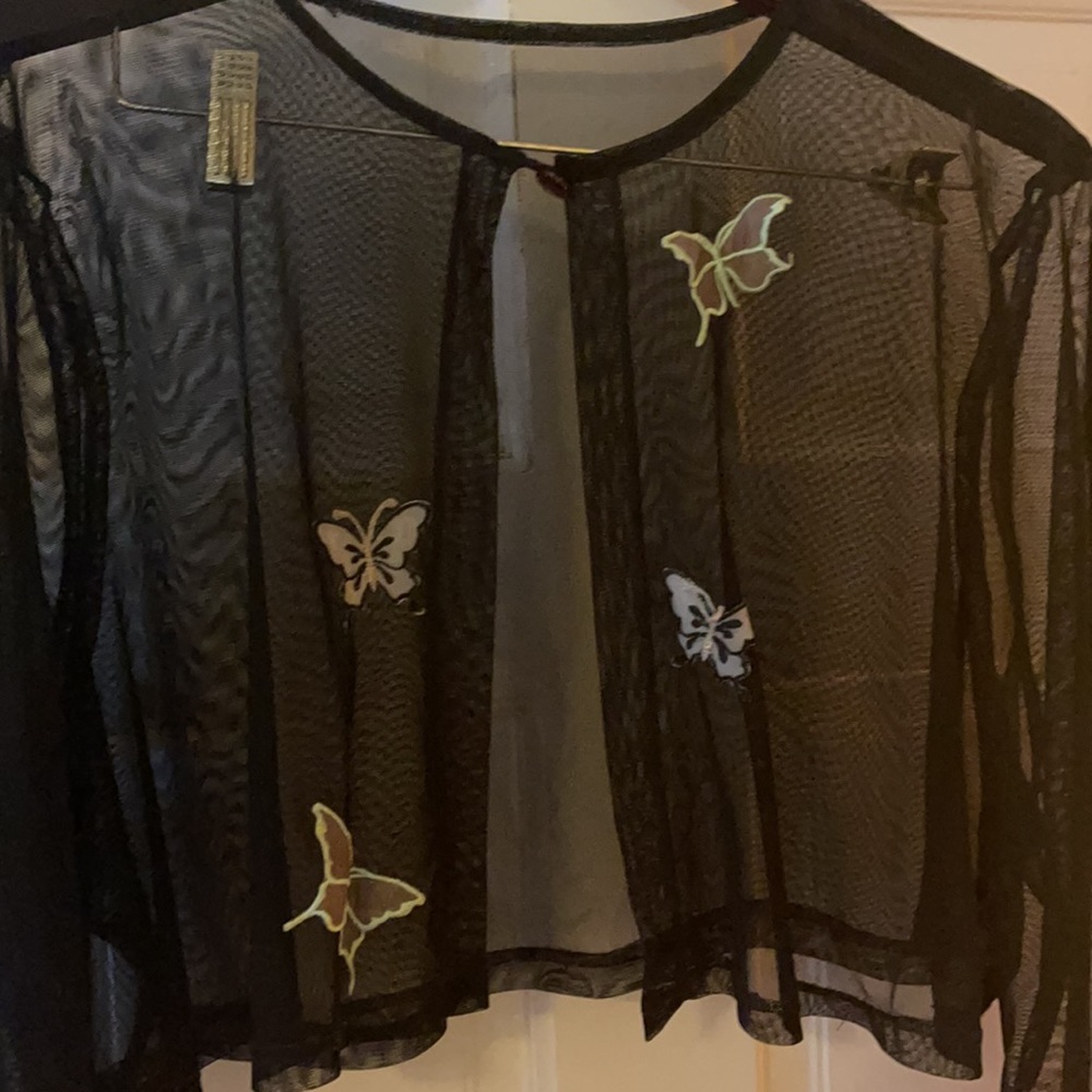 Black Chiffon Jacket with butterflies - Picture 5 of 5